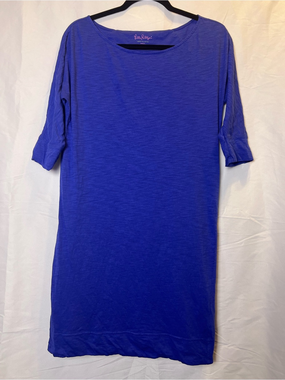 Lilly Pulitzer Cassie T-Shirt Dress Cobalt Royal Blue Boatneck Shift Cotton Sz S